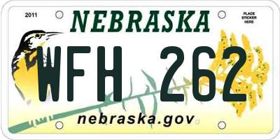 NE license plate WFH262