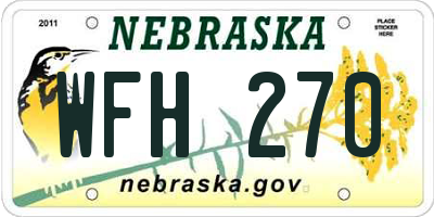 NE license plate WFH270