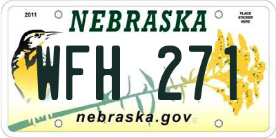 NE license plate WFH271
