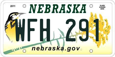 NE license plate WFH291