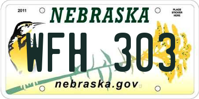 NE license plate WFH303