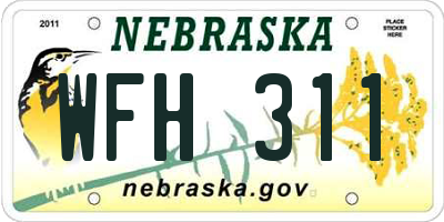 NE license plate WFH311