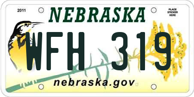 NE license plate WFH319