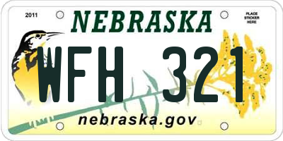 NE license plate WFH321