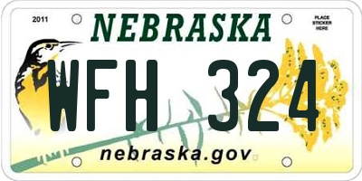 NE license plate WFH324