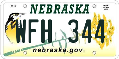 NE license plate WFH344