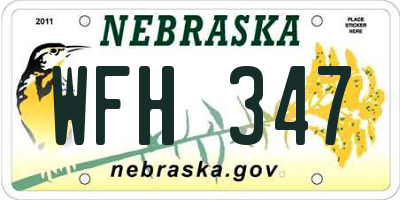 NE license plate WFH347