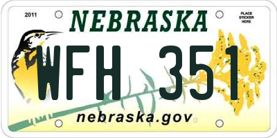 NE license plate WFH351
