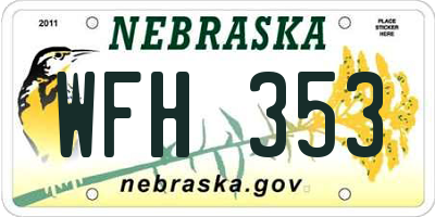 NE license plate WFH353