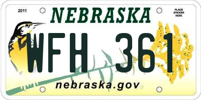 NE license plate WFH361