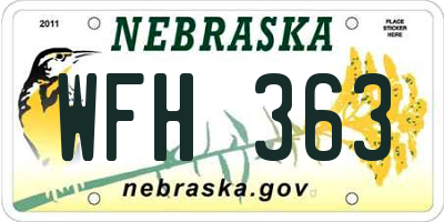 NE license plate WFH363
