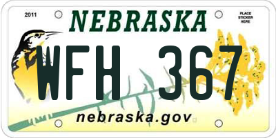NE license plate WFH367