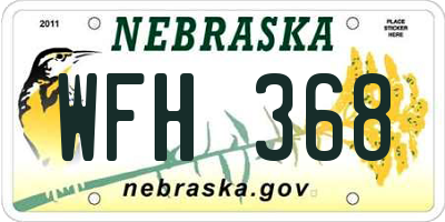 NE license plate WFH368