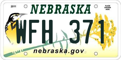 NE license plate WFH371