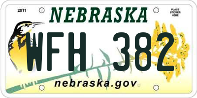 NE license plate WFH382