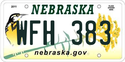 NE license plate WFH383