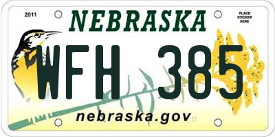 NE license plate WFH385