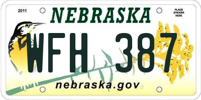 NE license plate WFH387