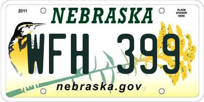 NE license plate WFH399
