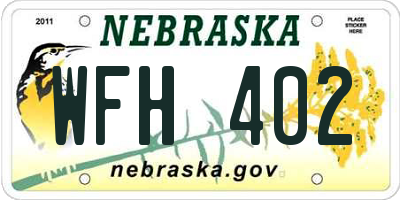 NE license plate WFH402