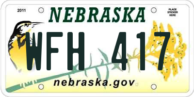 NE license plate WFH417