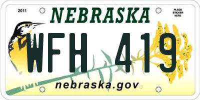 NE license plate WFH419