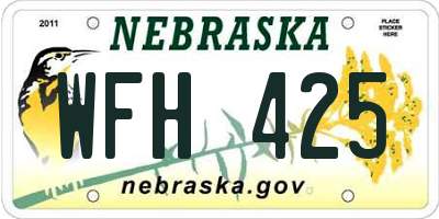 NE license plate WFH425