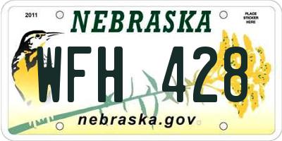 NE license plate WFH428
