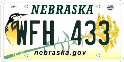 NE license plate WFH433