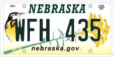 NE license plate WFH435