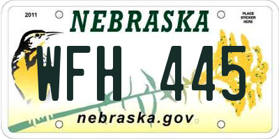 NE license plate WFH445