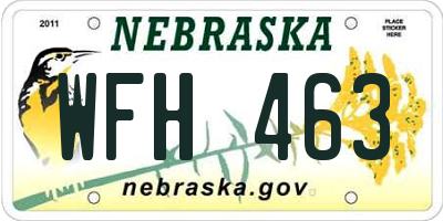 NE license plate WFH463
