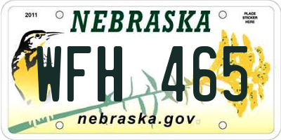 NE license plate WFH465