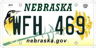 NE license plate WFH469