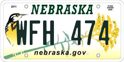 NE license plate WFH474