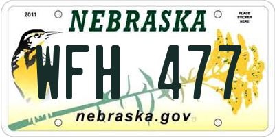 NE license plate WFH477