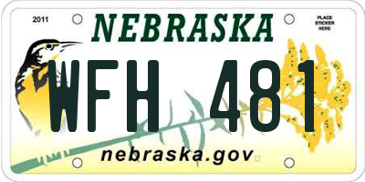 NE license plate WFH481