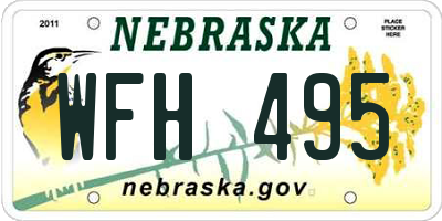NE license plate WFH495