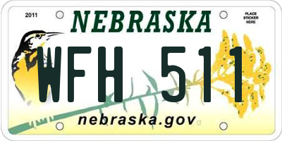 NE license plate WFH511