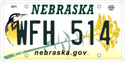 NE license plate WFH514