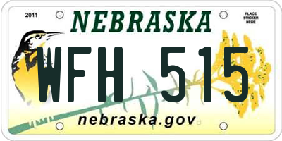 NE license plate WFH515