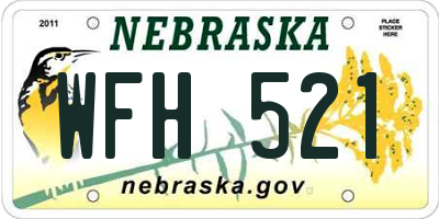 NE license plate WFH521