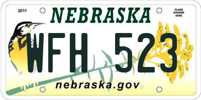 NE license plate WFH523