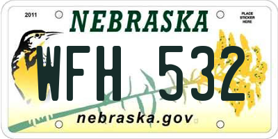 NE license plate WFH532