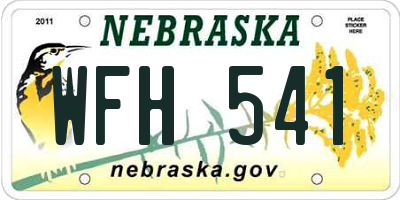 NE license plate WFH541
