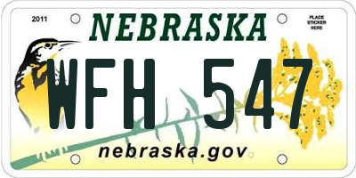 NE license plate WFH547