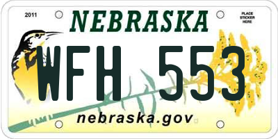 NE license plate WFH553