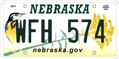 NE license plate WFH574