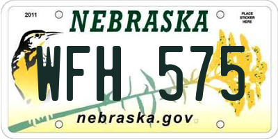 NE license plate WFH575
