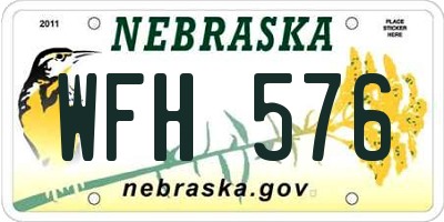 NE license plate WFH576